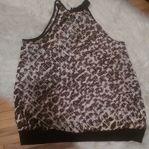 Lane Bryant Black and White Patterned Tank Top
